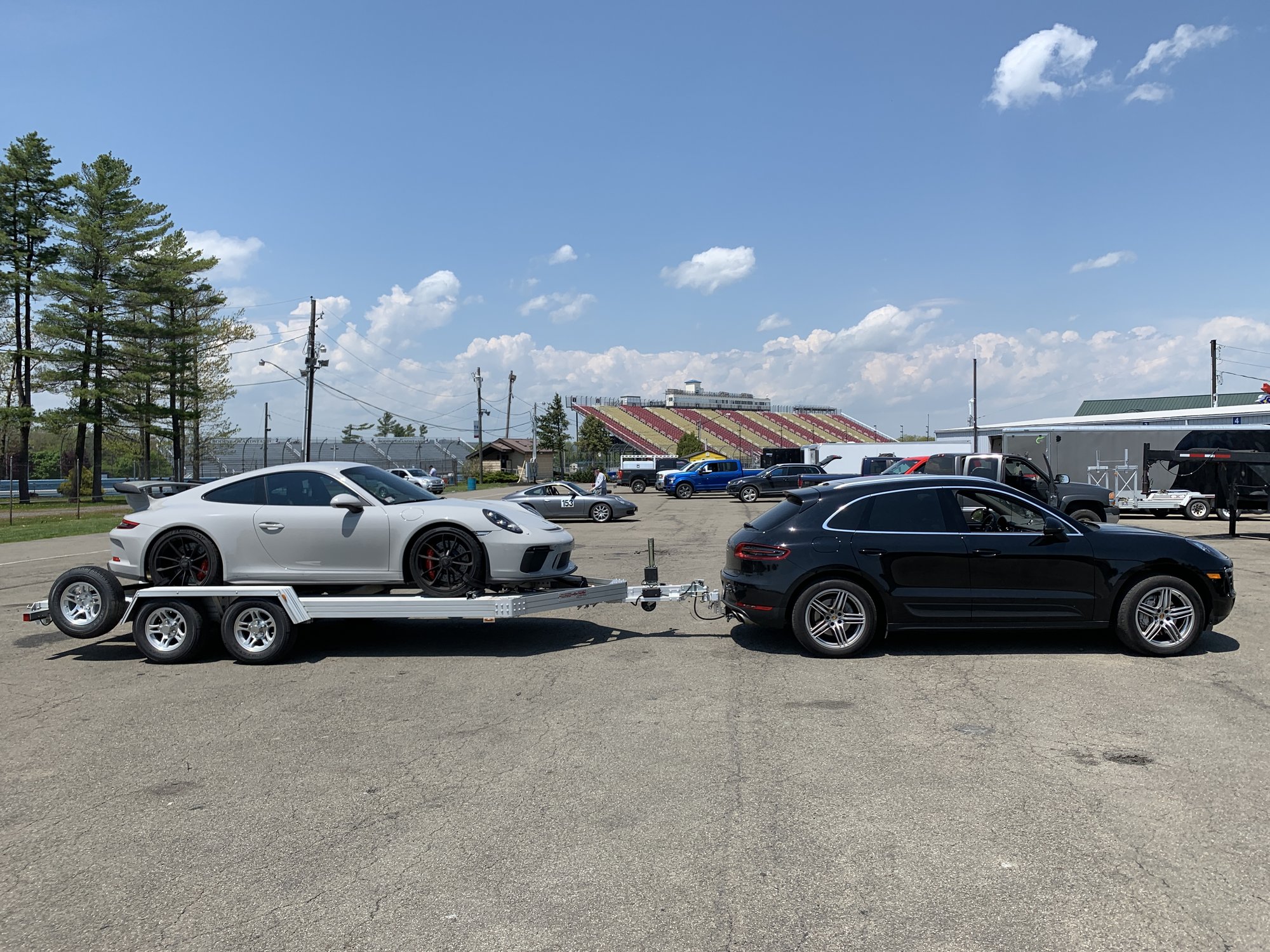 Porsche GT3 RS on Trailex 8045 open trailer, side profile